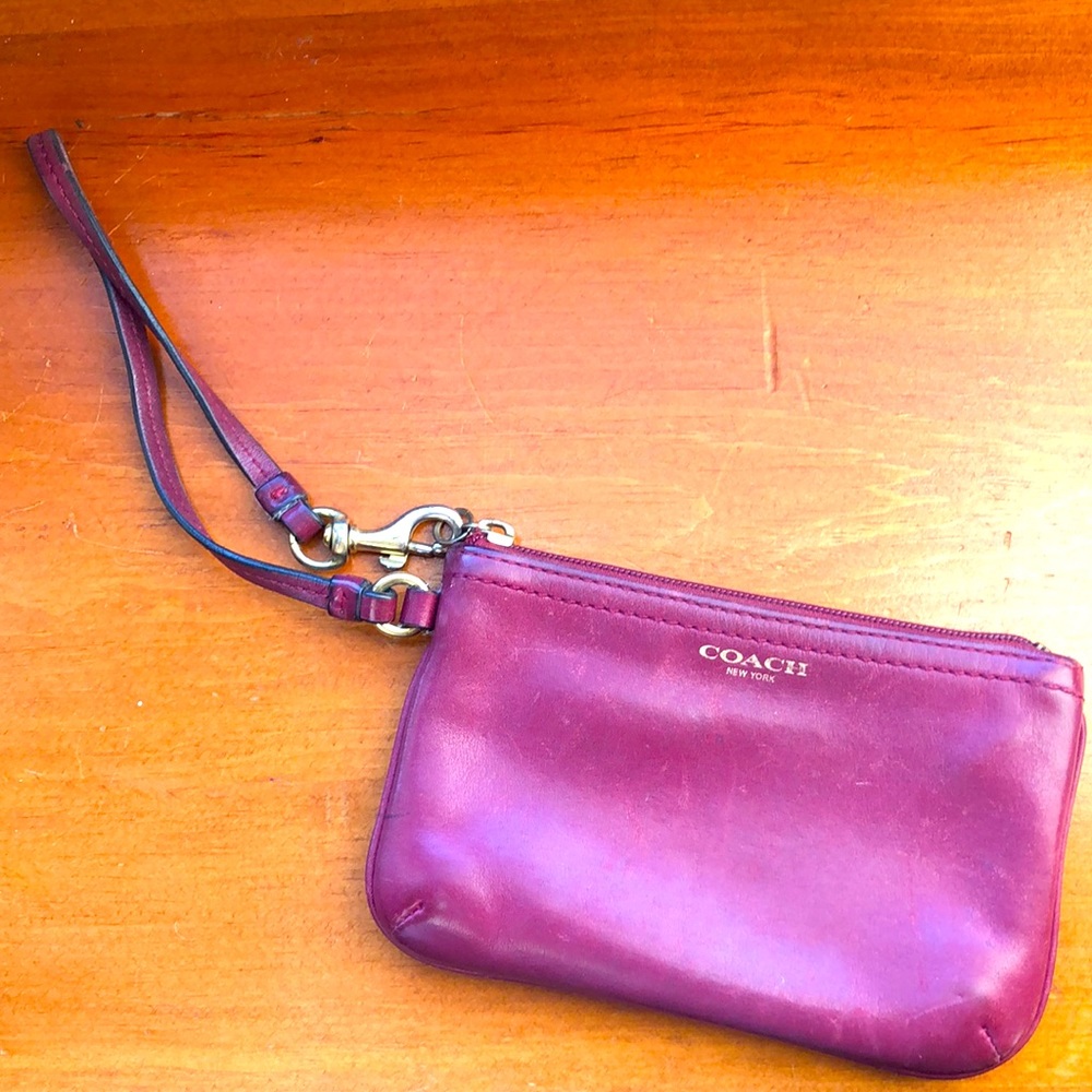 Coach Pink Leather Wristlet Wallet
